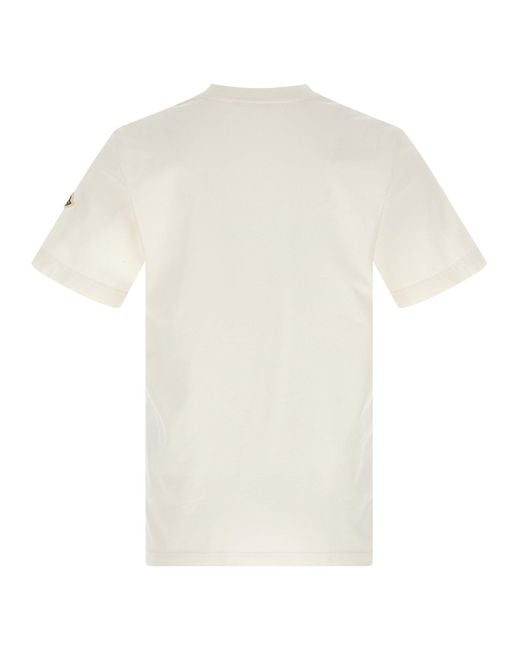 Flocked Logo T Shirt Bianco-Uomo di Moncler in White da Uomo