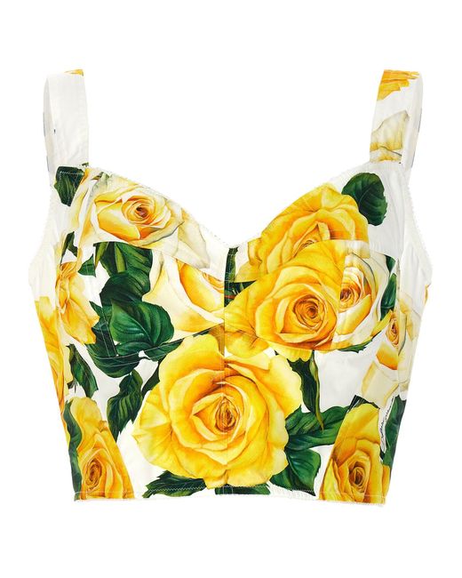 Dolce & Gabbana Yellow 'Rose Gialle' Bustier Top