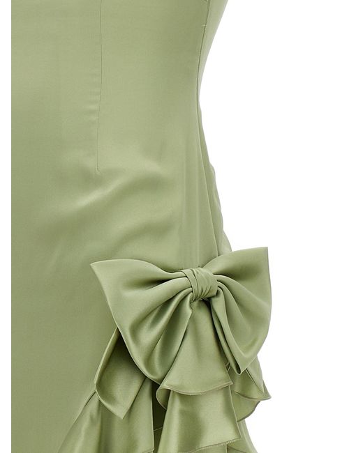 Alessandra Rich Green Dress Long Ruffles Bow Dresses
