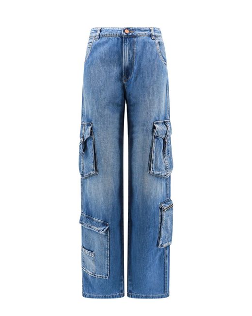 3x1 Blue Cotton Cargo Jeans