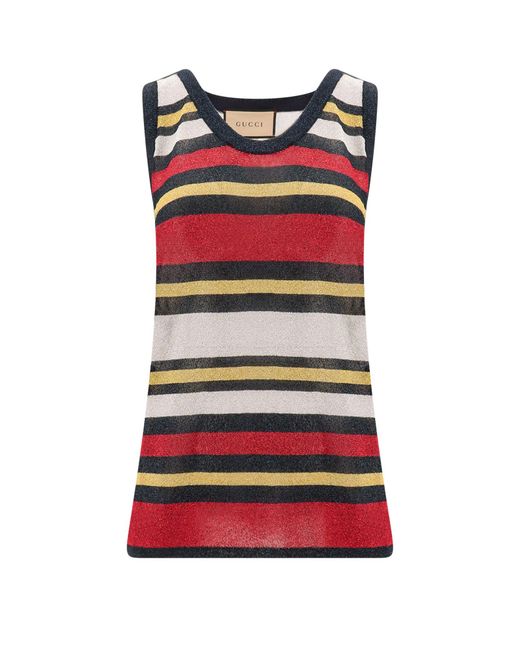 Gucci Red Striped Sleeveless Top