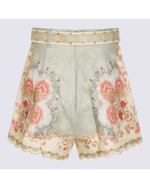 Zimmermann Multicolor Floral Linen Shorts