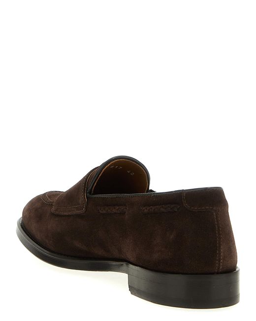 Doucal's Brown Suede Derby Straps Lace Up Shoes for men