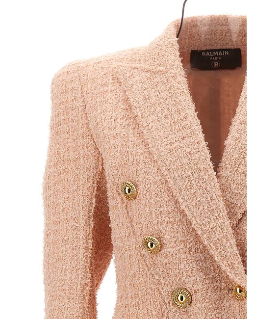 Tweed Double-Breasted Blazer Blazer And Suits Rosa di Balmain in Pink