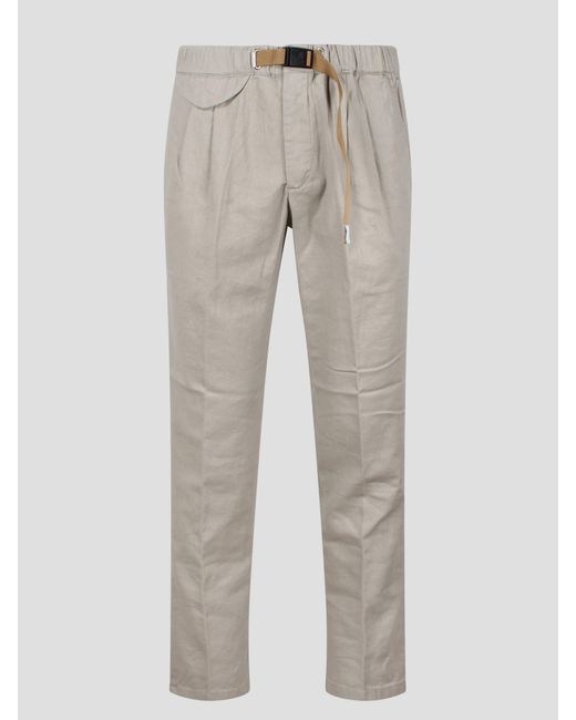 White Sand Gray Linen Cotton Blend Trousers for men