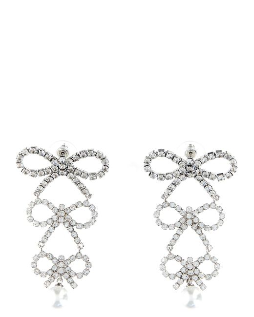 Tiered Crystal Bow Gioielli Silver di Self-Portrait in White