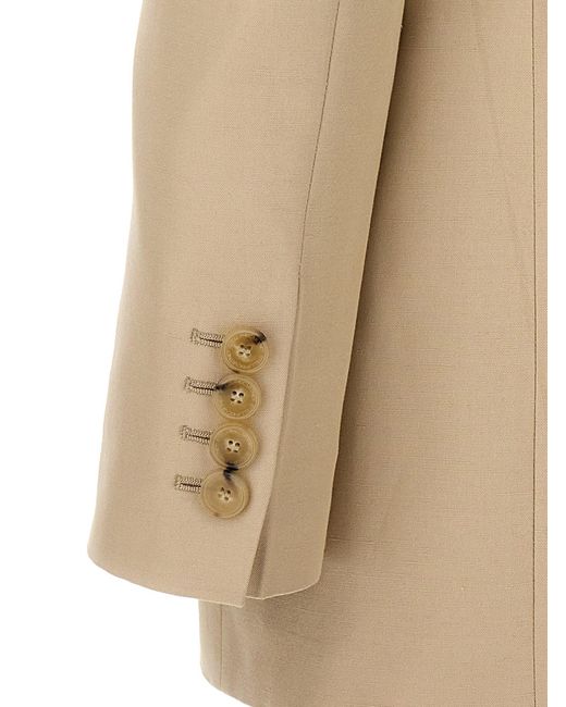 Stella McCartney Natural Double-breasted Blazer Blazer And Suits