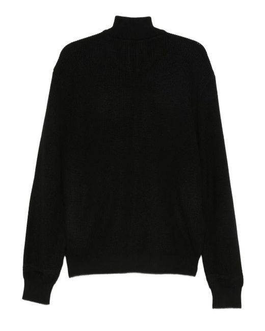 Cardigan A Coste Con Collo Alto E Zip-Uomo di Paul & Shark in Black da Uomo
