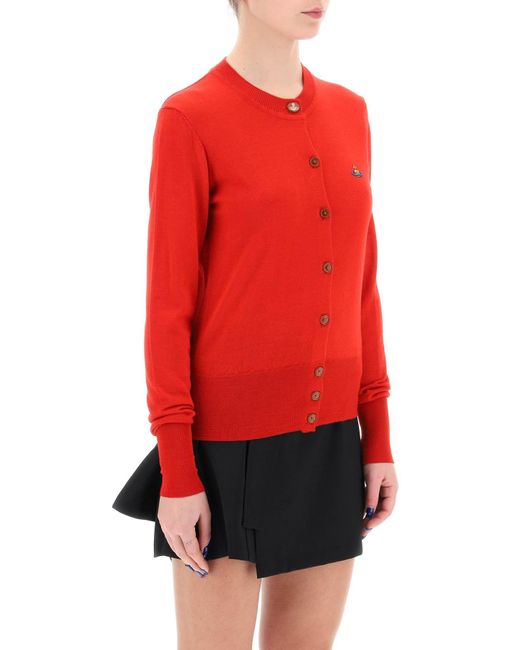 Vivienne Westwood Red Bea Cardigan With Embroide Logo