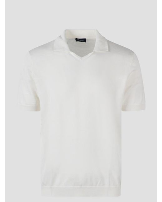 Drumohr White Buttonless Cotton Polo Shirt for men