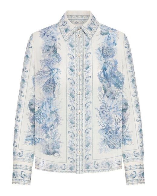 Zimmermann Blue Wanderlust Cotton Shirt