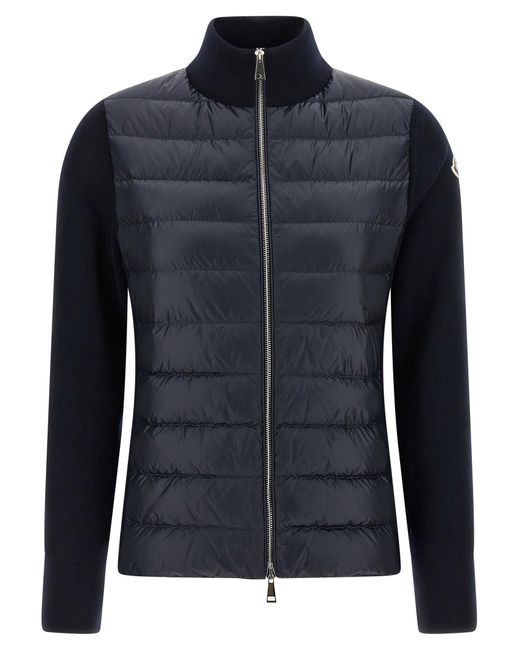 Moncler Blue Two-Material Cardigan