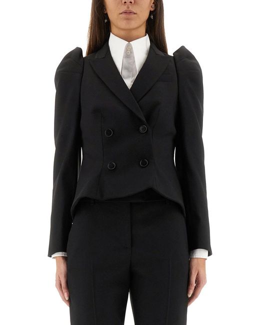 Alexander McQueen Black Double-Breasted Jacket With Pointed Shoulders