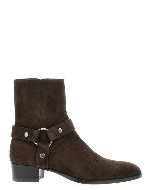 Saint Laurent Brown 'Wyatt' Ankle Boots for men