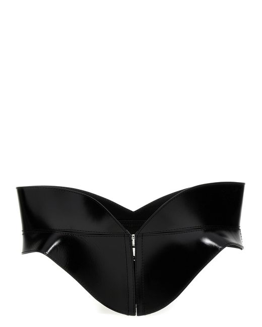 Cintura corsetto in pelle di Alexander McQueen in Black
