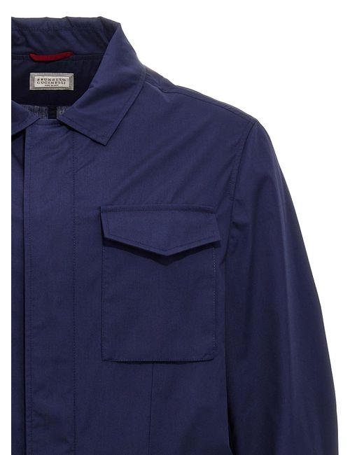 Brunello Cucinelli Blue Waterproof Jacket for men