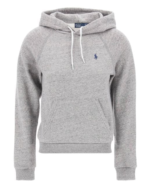 Polo Ralph Lauren Gray Hooded Sweatshirt With Embroidered Logo