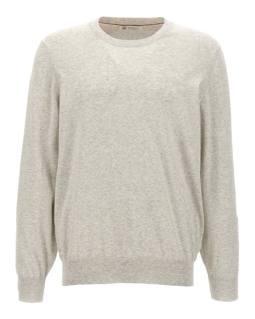 Brunello Cucinelli White Crewneck Sweater for men