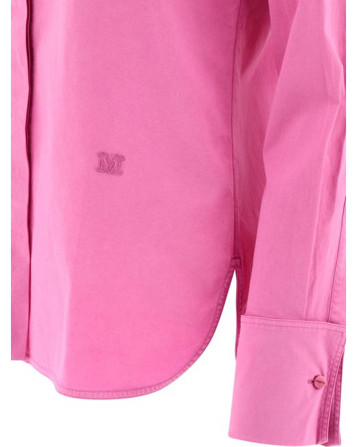 Max Mara Pink Stretch Canvas Fitted Shirt