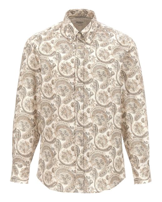 Patterned Shirt Camicie Multicolor di Brunello Cucinelli in White da Uomo