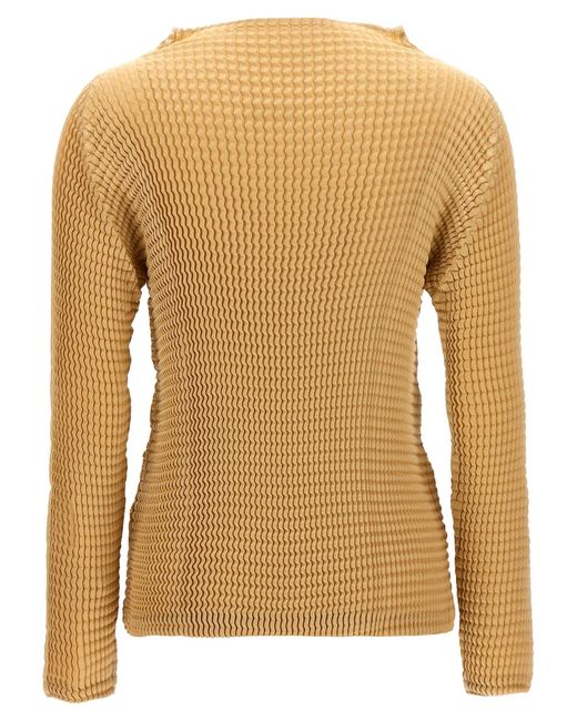 Issey Miyake Brown 'Suede Like Pleats' Blouse