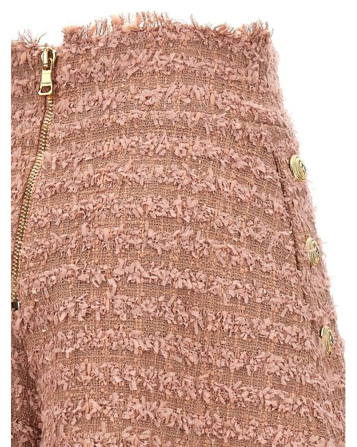 Balmain Pink Tweed Shorts Bermuda