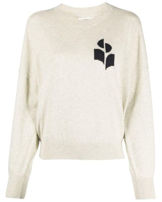 Isabel Marant White Marisans Mixed Cotton Logo Sweater