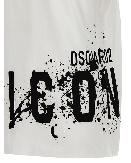 Icon Splash T Shirt Bianco/Nero di DSquared² in White da Uomo