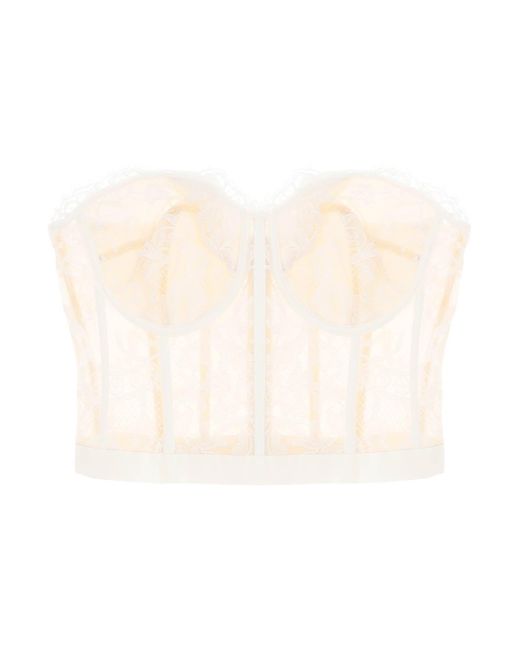 Alexander McQueen White Cropped Bustier Top In Lace