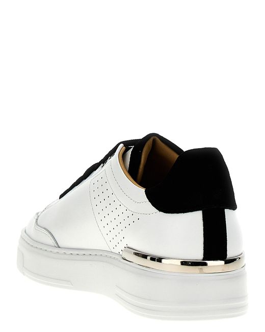 Mix Leather Lo-Top Sneakers Bianco/Nero di Philipp Plein in Multicolor da Uomo