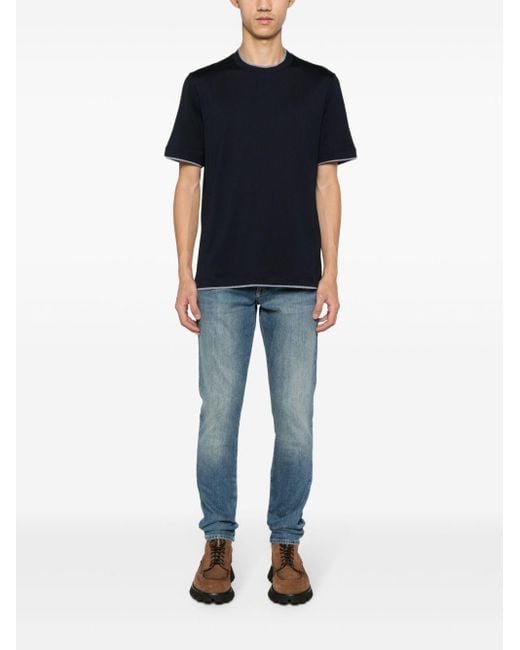 Brunello Cucinelli Black T-Shirt With Layered Effect for men