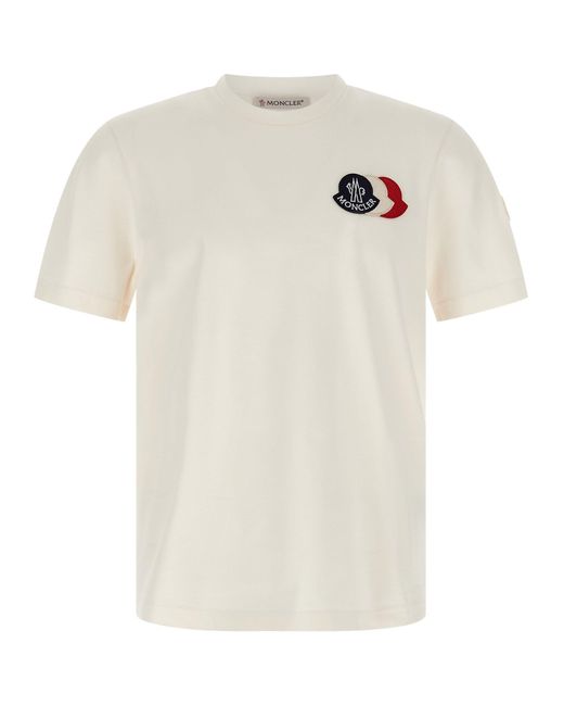 Tricolor Logo T Shirt Bianco-Uomo di Moncler in White da Uomo