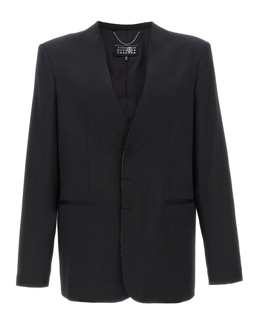 MM6 by Maison Martin Margiela Black Single-Breasted Blazer for men