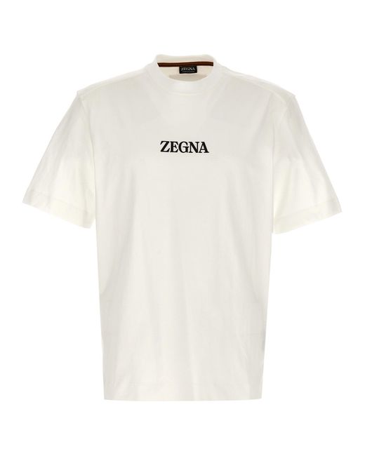 Logo T Shirt Bianco di Zegna in White da Uomo