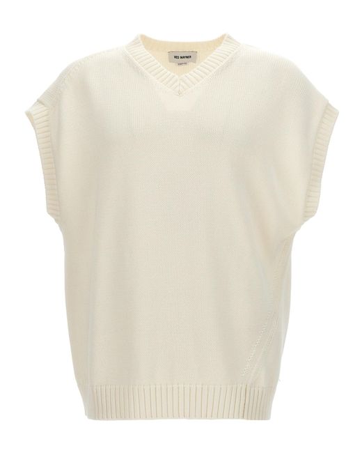 Knit Vest Gilet Bianco di Hed Mayner in White da Uomo