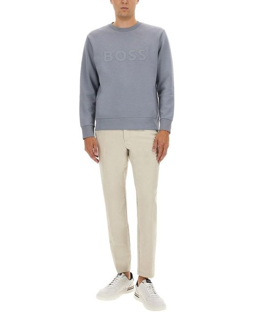 Sweatshirt With Logo-Uomo di Boss in Gray da Uomo