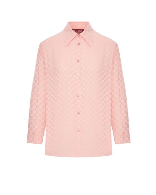 Gucci Pink Gg Silk Shirt