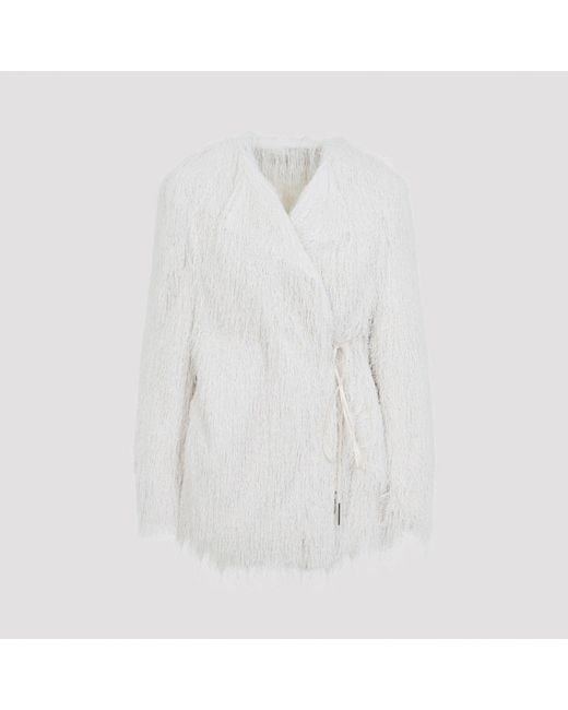 Dries Van Noten White Faux Fur