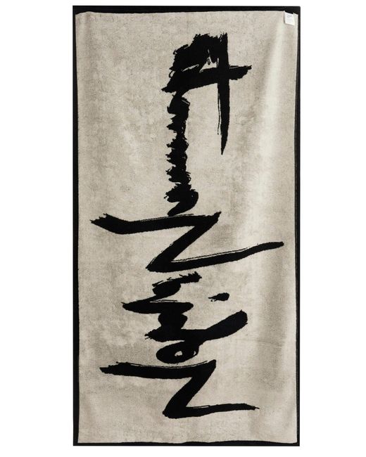 Yohji Yamamoto Black Jacquard Logo Beach Towel for men