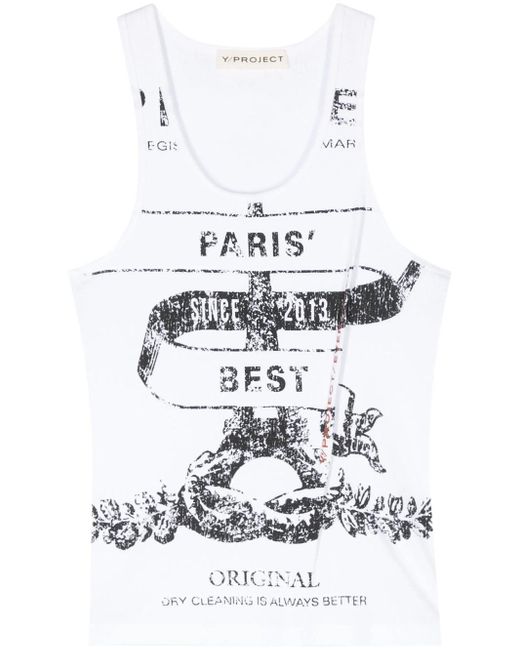 Canotta con stampa Paris` Best di Y. Project in White