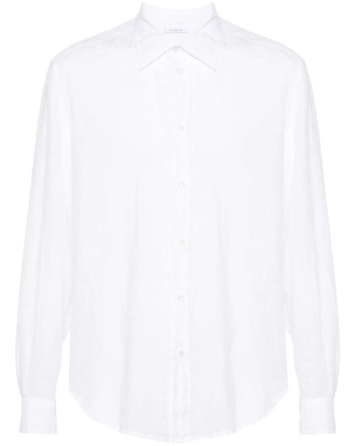 Malo White Buttoned Linen Shirt for men