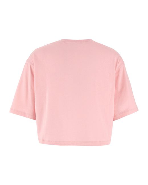 Balmain Pink Logo Crop T-Shirt