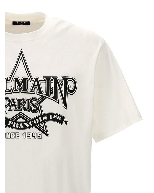Star T Shirt Bianco/Nero di Balmain in White da Uomo