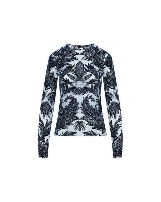 Tattoo Polyamide Top-Donna di Etro in Blue
