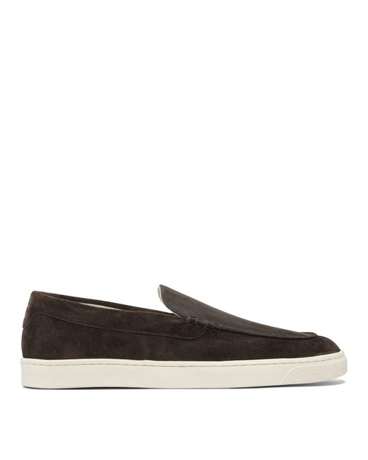Chevron-Effect Suede Loafers Loafers & Slippers Marrone-Uomo di Brunello Cucinelli in Gray da Uomo