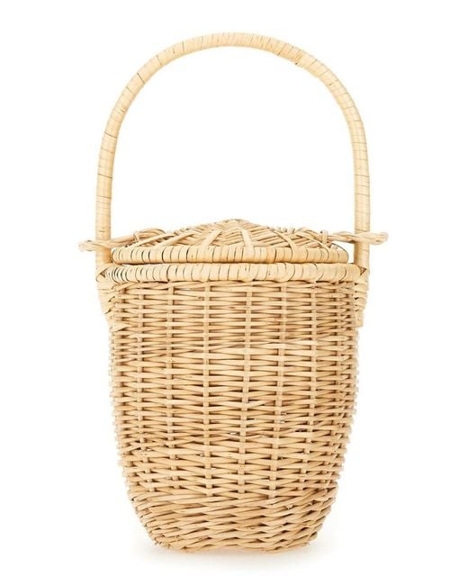 Patou White Wicker Bucket Bag