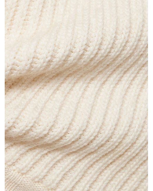 ANDREA ADAMO White Ribbed Wool Blend Crop Sweater