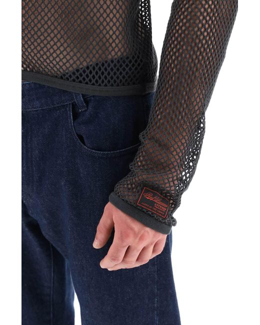 Raf Simons Gray Long Sleeve Fishnet Knit T Shirt for men