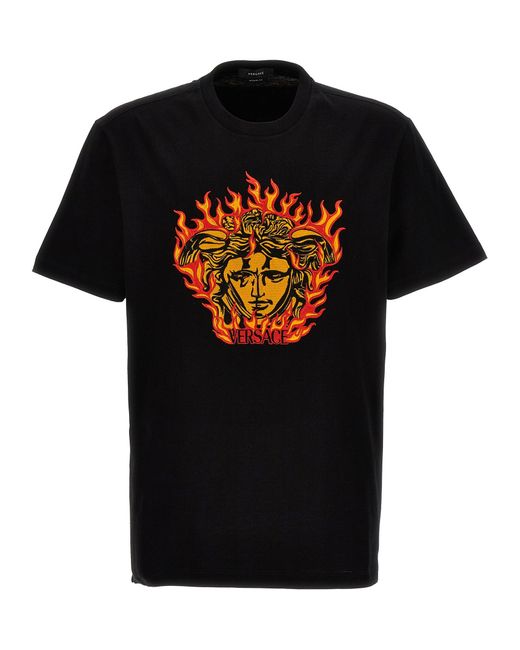 T-shirt Medusa Flame di Versace in Black da Uomo