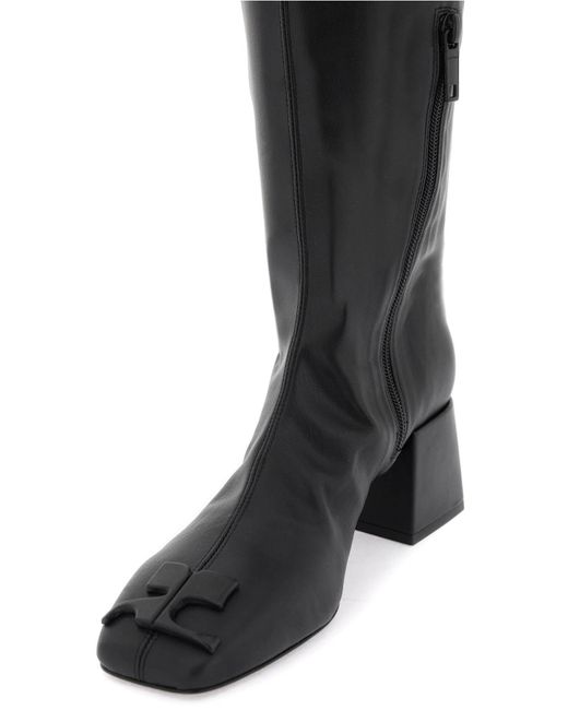 Courreges Black Faux Leather High Boots